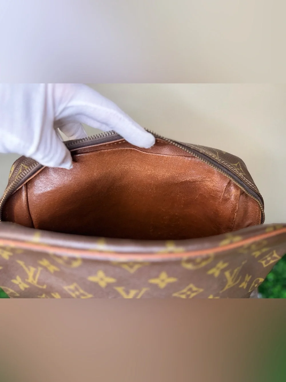 Louis Vuitton Brown Monogram Messenger Bag with Gold Accents